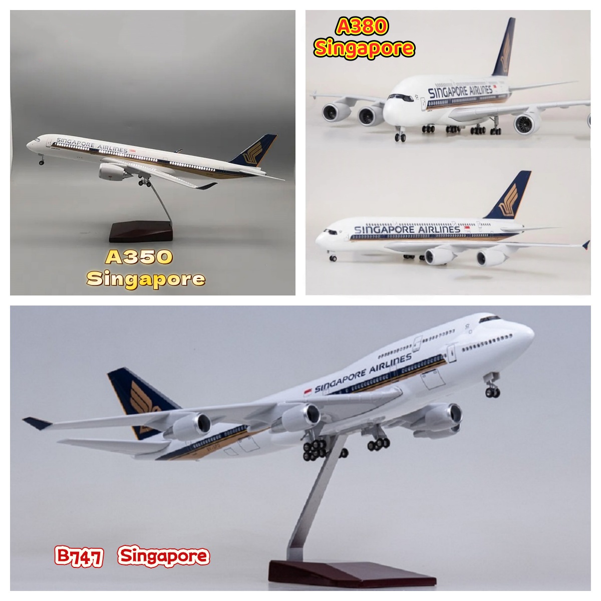 Model Kit Singapore - Singapura airways a350/a380/b747 escala aeronave brinquedo