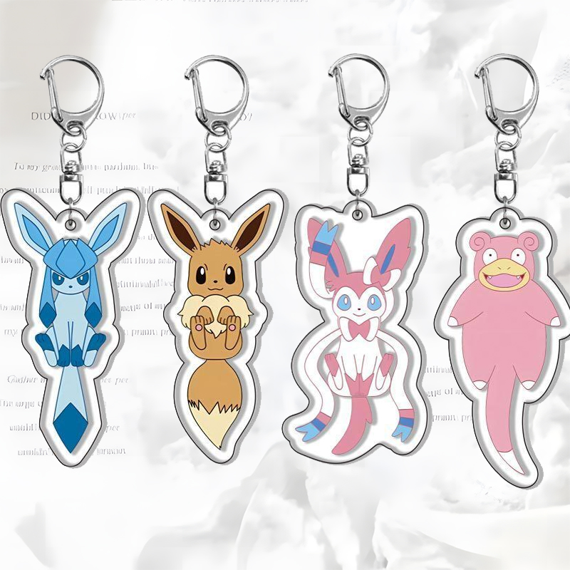 Model Kit Accessories - Eevee chaveiro dupla face cinza ketchum